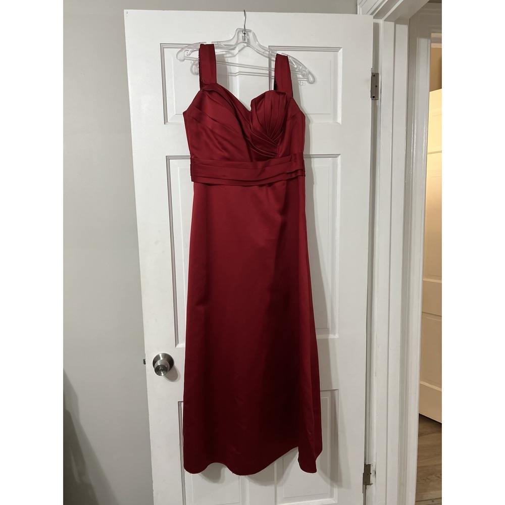 Damas Womens Bride Size L Red Floor Length Formal Gown Prom Elegant Tie Back - Picture 1 of 16